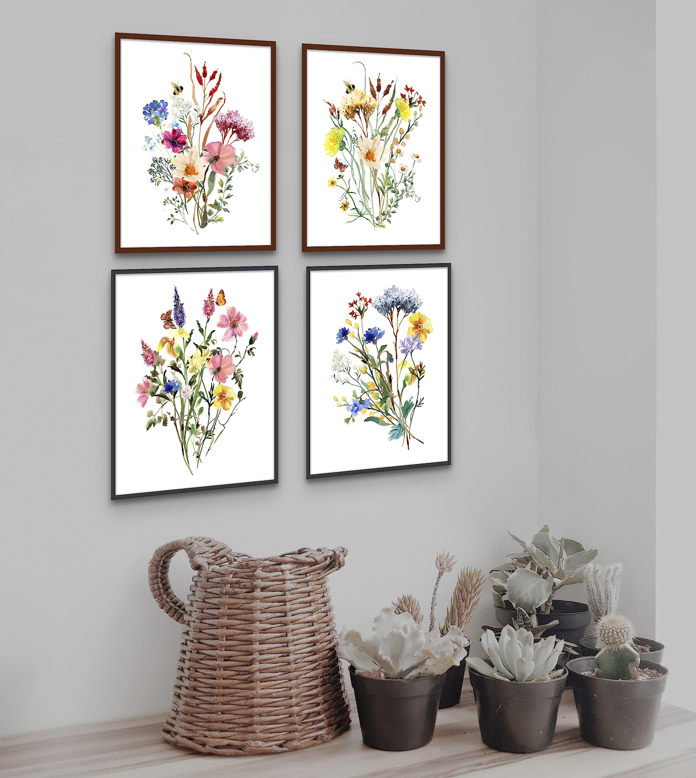 Amazon.com: Wildflower Bouquets Wall Art - Set of 4-8x10 UNFRAMED